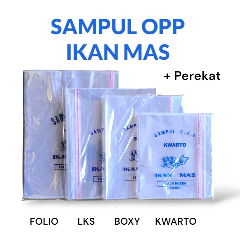

SAMPUL BUKU PLASTIK OPP MERK IKAN MAS 0,4 PAKAI PEREKAT (PAK)