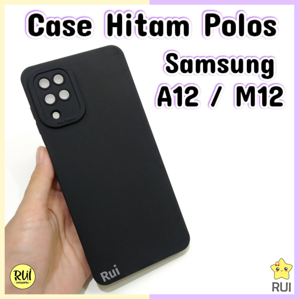 Case Hitam Samsung A12 / Samsung M12 Black Matte Softcase Polos Lentur Silikon HP