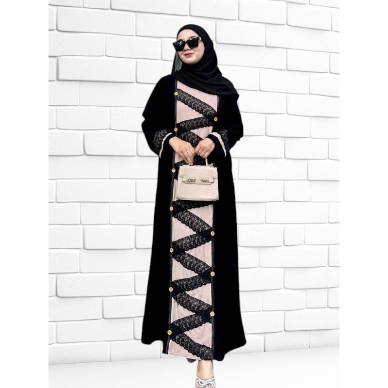 ABAYA SILLA JETBLACK KOMBINASI COKSU WOLFIS RENDA ZIGZAG S M L XL XXL