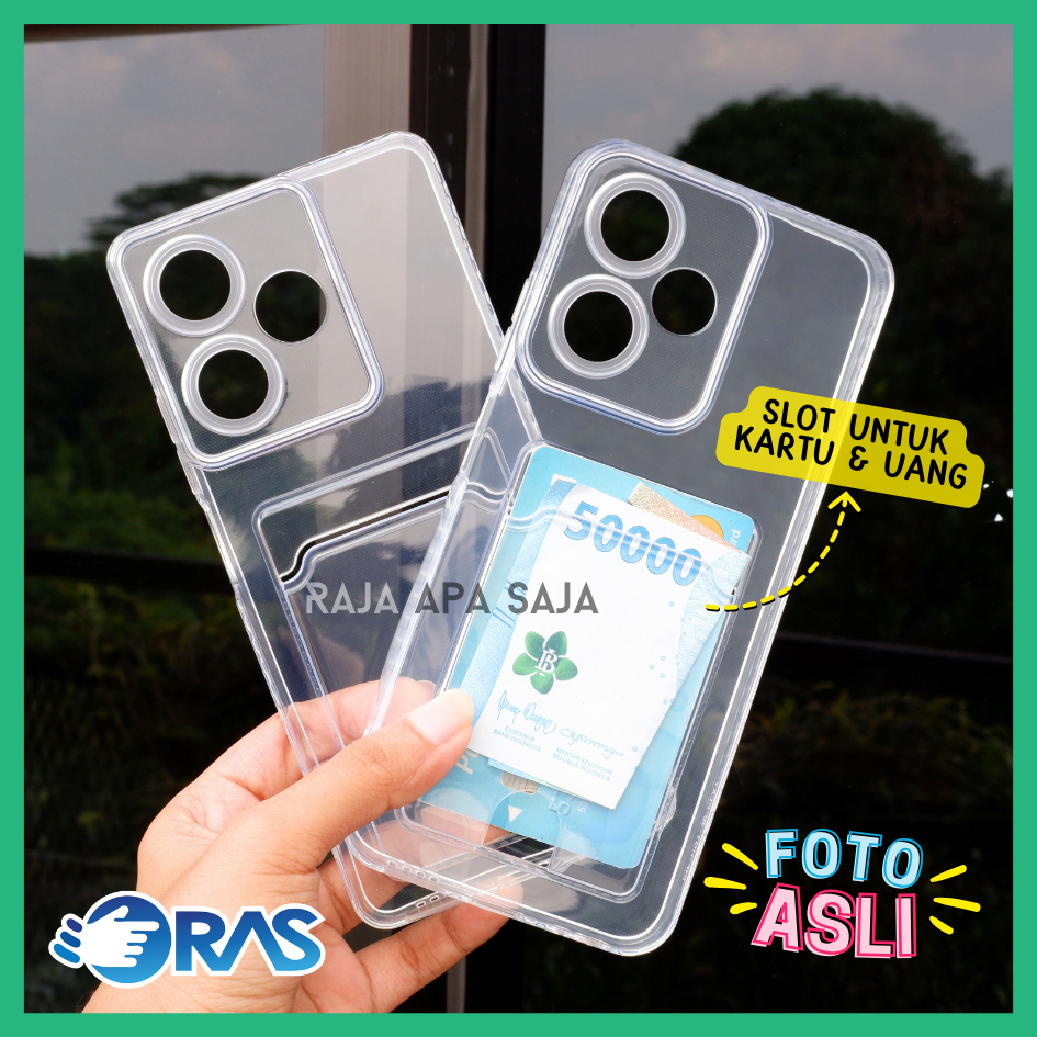 Softcase Untuk INFINIX HOT 30 30i PLAY Case Card Holder Slot Kartu Casing Kesing Silikon Bening Domp