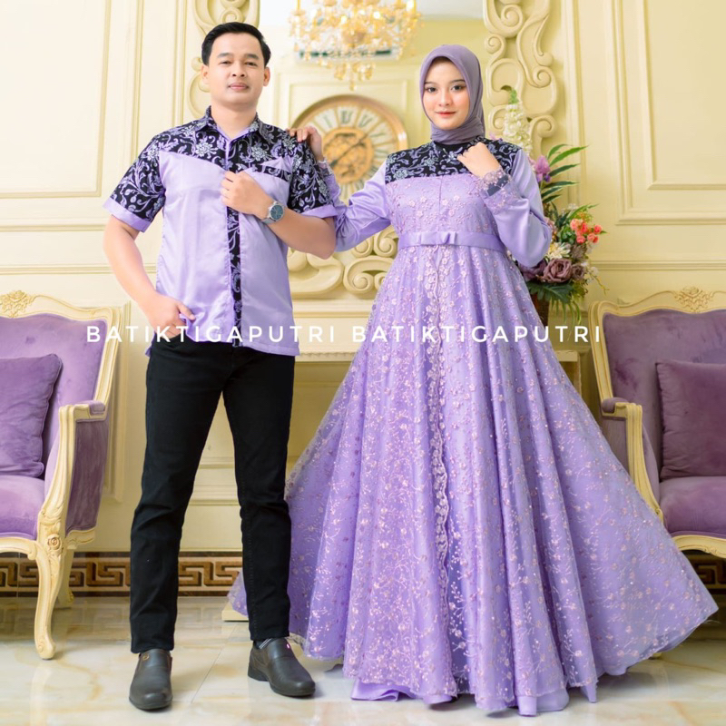 Couple Gamis Kondangan Set Gamis Mutiara Brokat gamis couple pasangan terbaru gamis kondangan gamis 