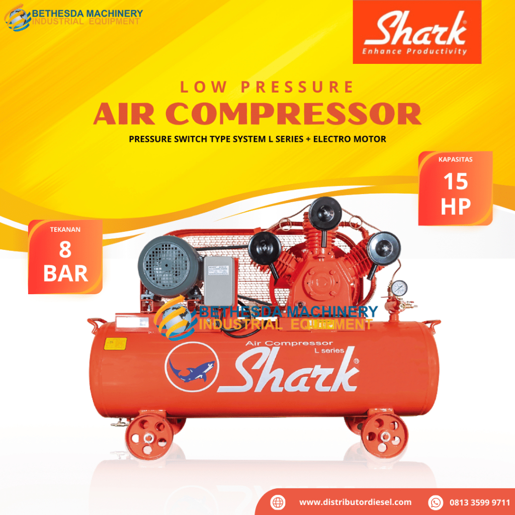 Kompresor Angin 15 HP Motor Shark LWPM 1215 Air Compressor
