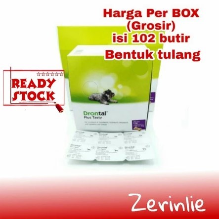 Drontal Dog 1 BOX grosir / Drontal Plus Tasty 102 butir / obat cacing anjing