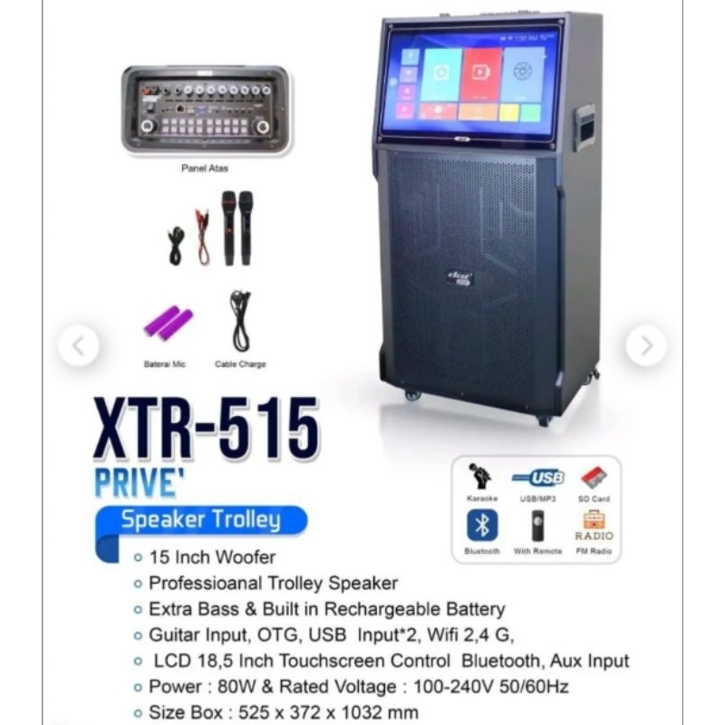 SPEAKER TROLLEY SPIKER TROLI DAT XTR 515 XTR515 PRIVE  ADA RODA WHEEL FREE GRATIS MICROPHONE MIC MIK