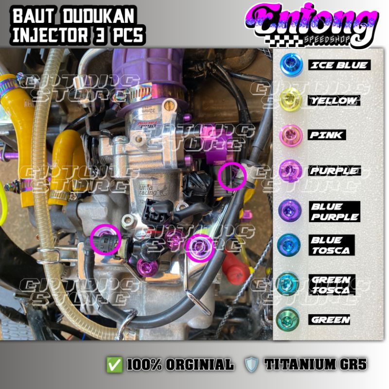 Baut Set Titanium Dudukan Injector Vario 125 150 Old New isi 3 Pcs