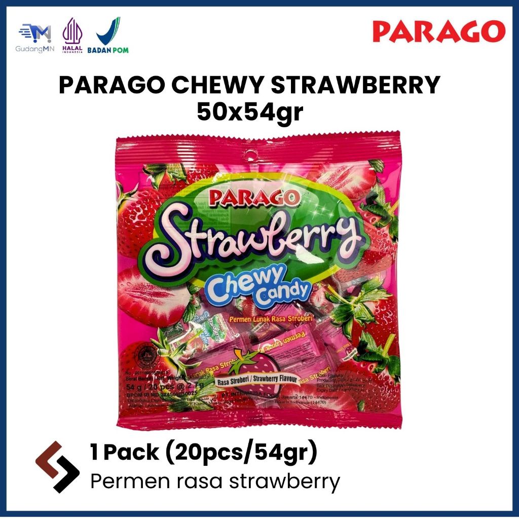 

PARAGO CHEWY STRAWBERRY | PERMEN RASA STROBERI 54GR 1 PACK
