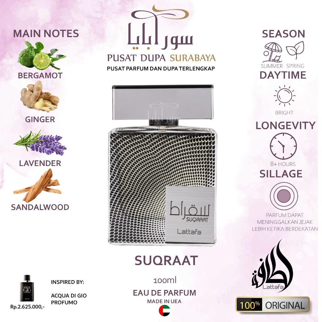 Parfum Asli Arab Original Premium Lattafa Parfume/ Lattafa Suqraat