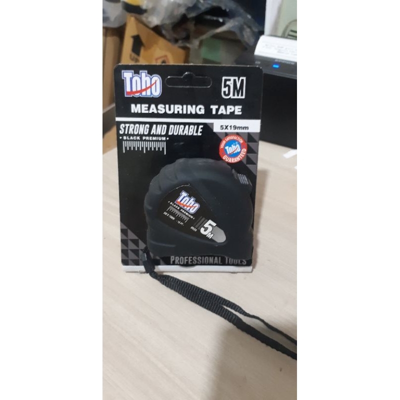 Toho meteran 5Mx19mm hitam / measuring tape Toho black 5M