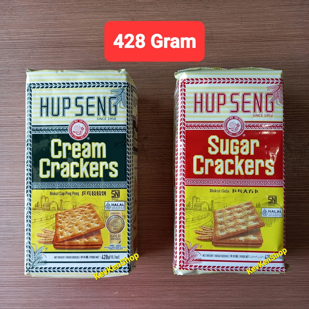 

Hup Seng Cream Crackers atau Sugar Biskuit Kreker Gula 428gram HupSeng Harga per Bungkus 428 Gram BPOM HALAL