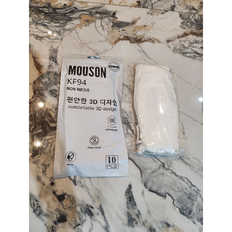 [10PCs] MASKER KF94 MOUSON WARNA HITAM PUTIH / MASKER KF 94 HITAM/MASKER KF 94 PUTIH