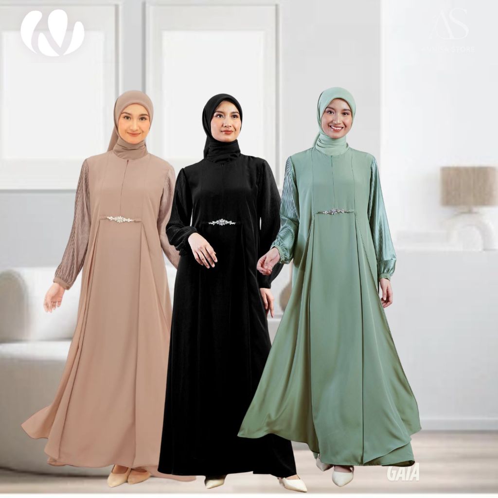 BAJU DRESS PESTA / KONDANGAN SIMPLE ELEGAN NIBRAS GAMIS GAIA