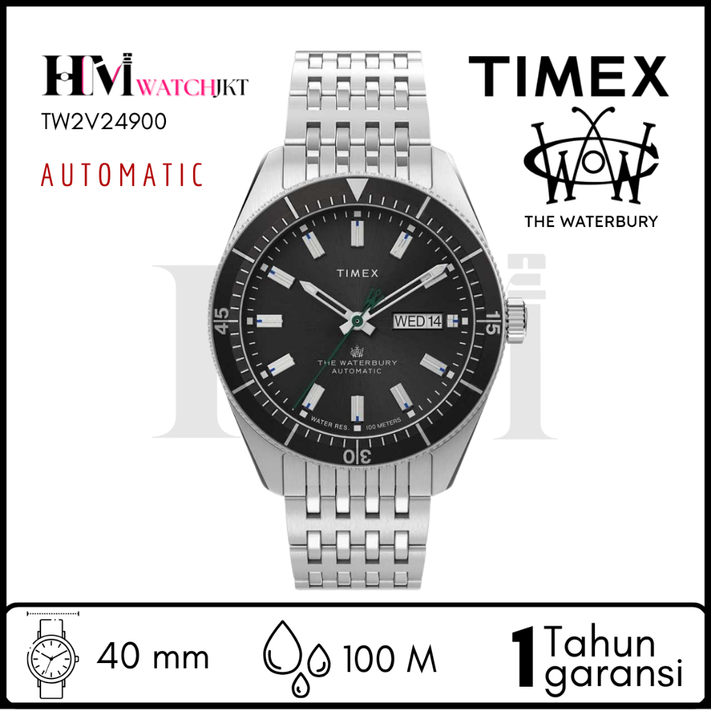 TIMEX TW2V24900 Waterbury DIver Jam Tangan Pria Original Analog Automatic Antiair