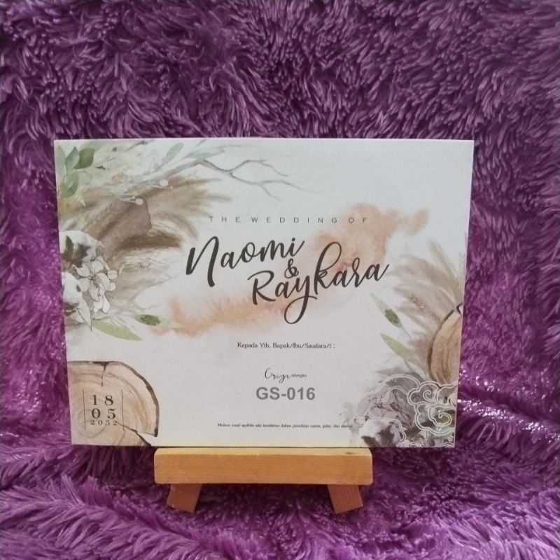 Undangan Pernikahan lipat 3 rustic kode GS016