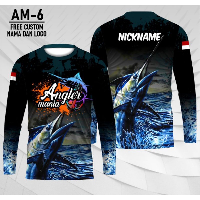 Jersey mancing lengan panjang kaos mancing mania baju mancing angler free custom nama