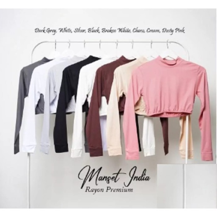 Manset Baju India Crop Top Lengan Panjang Wanita Polos Bahan Rayon Premium Daleman Perempuan / Baju 