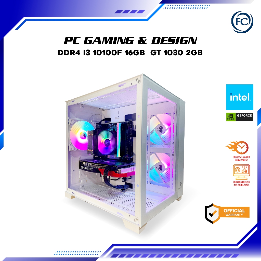 PC GAMING & DESIGN FULL SET DDR4 I3-10100F / 16GB /  GT 1030 2GB + MONITOR