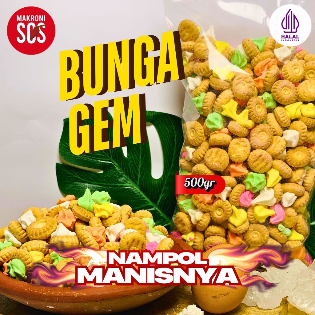 

Bunga Gem Danes 500Gr | 1/2Kg Kue Bunga Gem Manis Biskuit Jadul