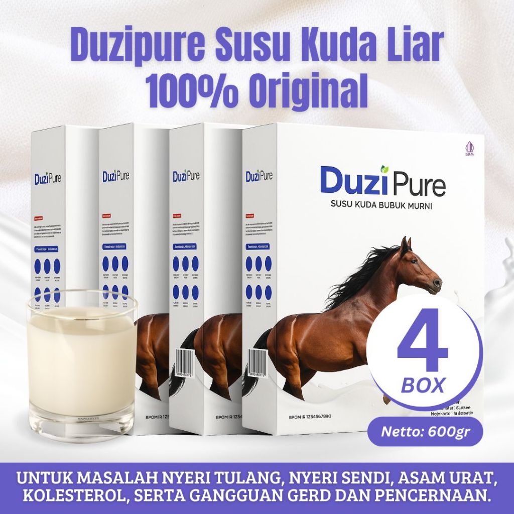 

Duzi Pure - Susu Kuda Lombok Bubuk 200 Gram 4 Box
