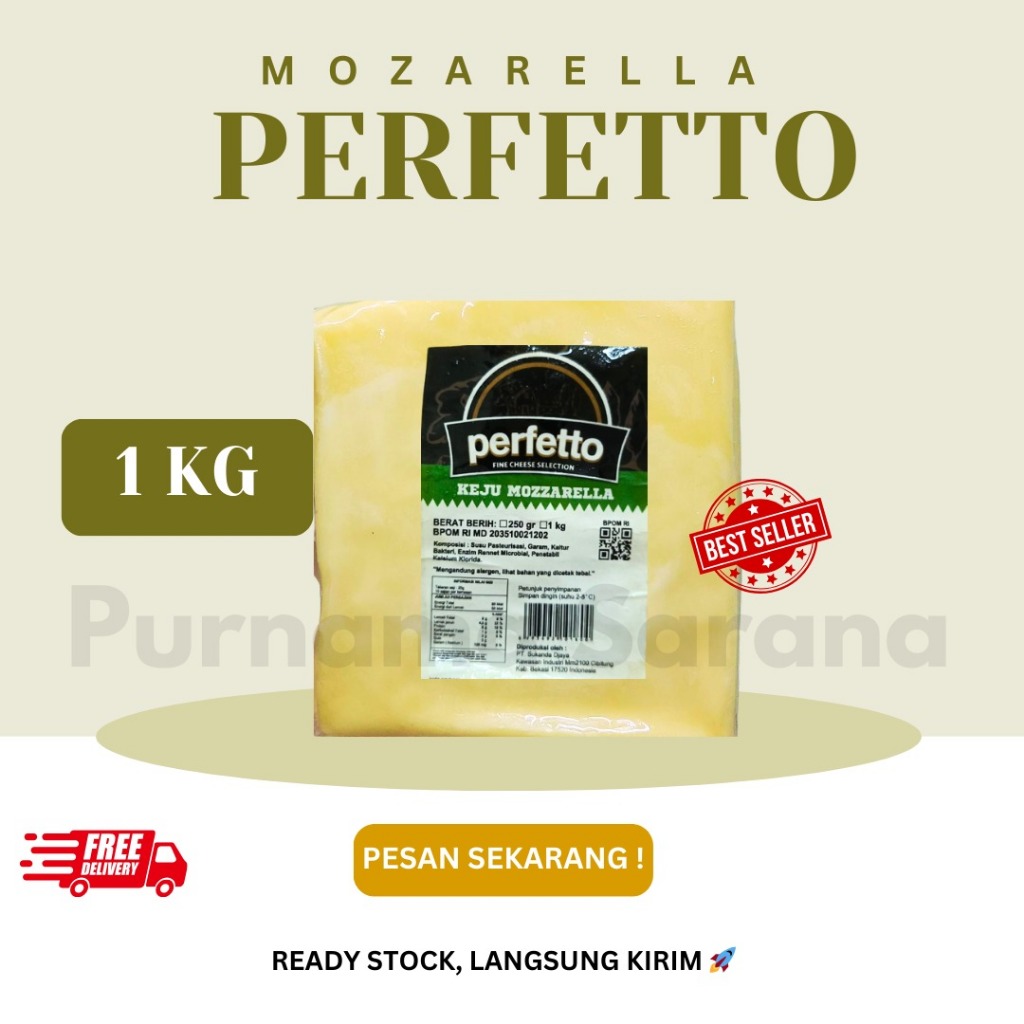 

Keju Mozarella Perfetto 1kg Original / Mozzarella Cheese perfetto 1kg