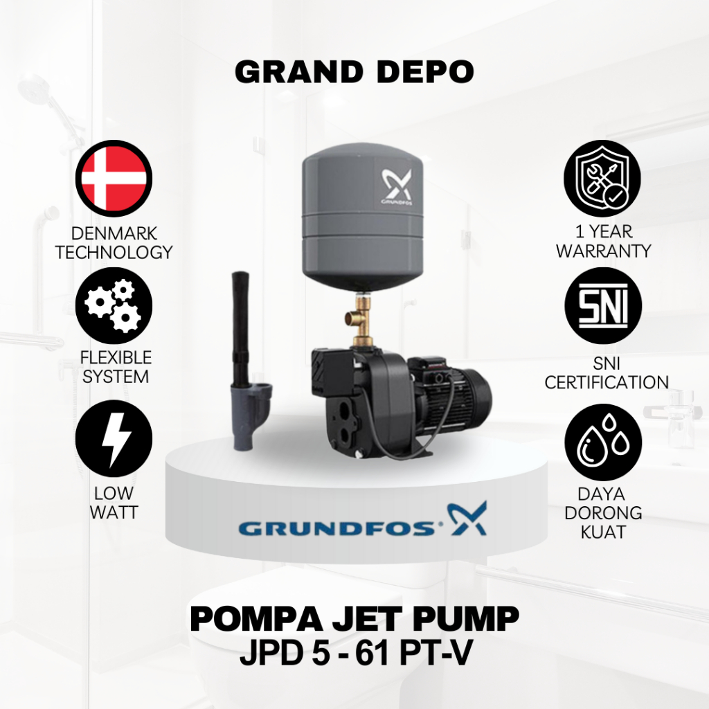 Grundfos Pompa Air Sumur Dalam Jet Pump JPD 5-61 PT-V Grundfos / Pompa Air Semi Jet Grundfos