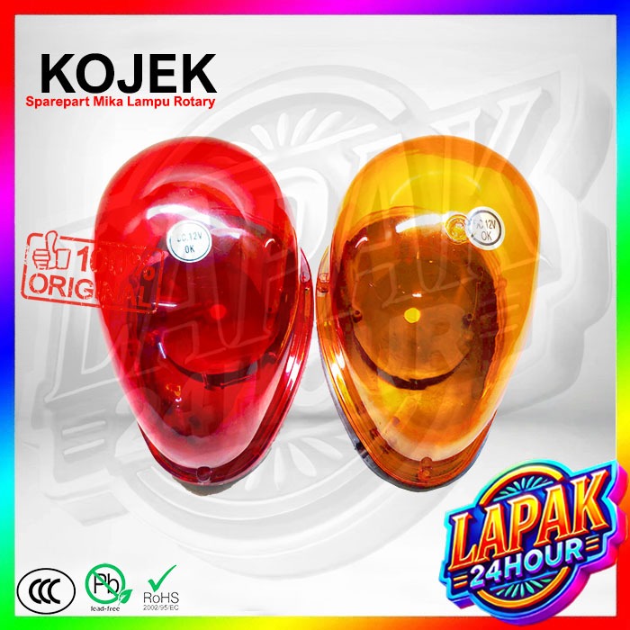 Mika lampu putar/kedip model kojek, lensa lampu blitz dan rotari