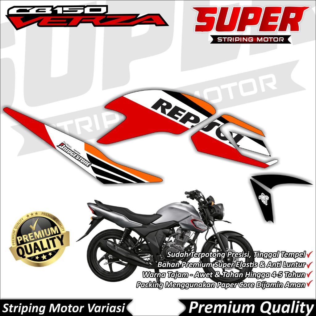 Stiker CB Verza Anti Luntur keren Striping CB Verza Striping Honda CB Verza Repsol