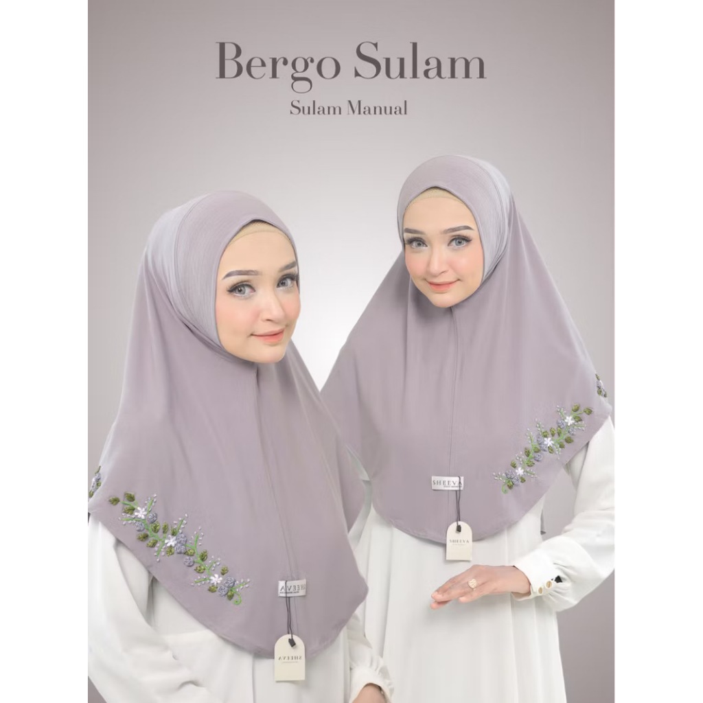 (Ori Sheeva 279) Bergo Sulam Pita Bahan Adem | Jilbab Celia Sulam Manual Sheeva X Al Dhans | Hijab D