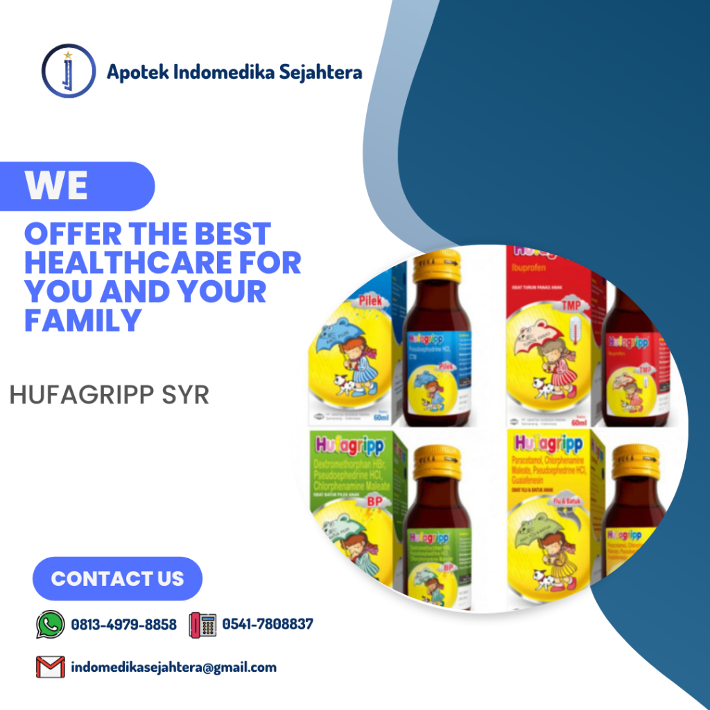 Hufagrip Syrup 60 ml / Botol / Obat Pereda Nyeri / Obat Penurun Panas / Obat Batuk dan Flu Pada Anak