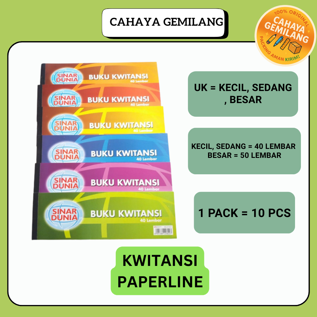 

BON/KWITANSI/KUITANSI BUKU/SINAR DUNIA BUKU KWITANSI PER PACK
