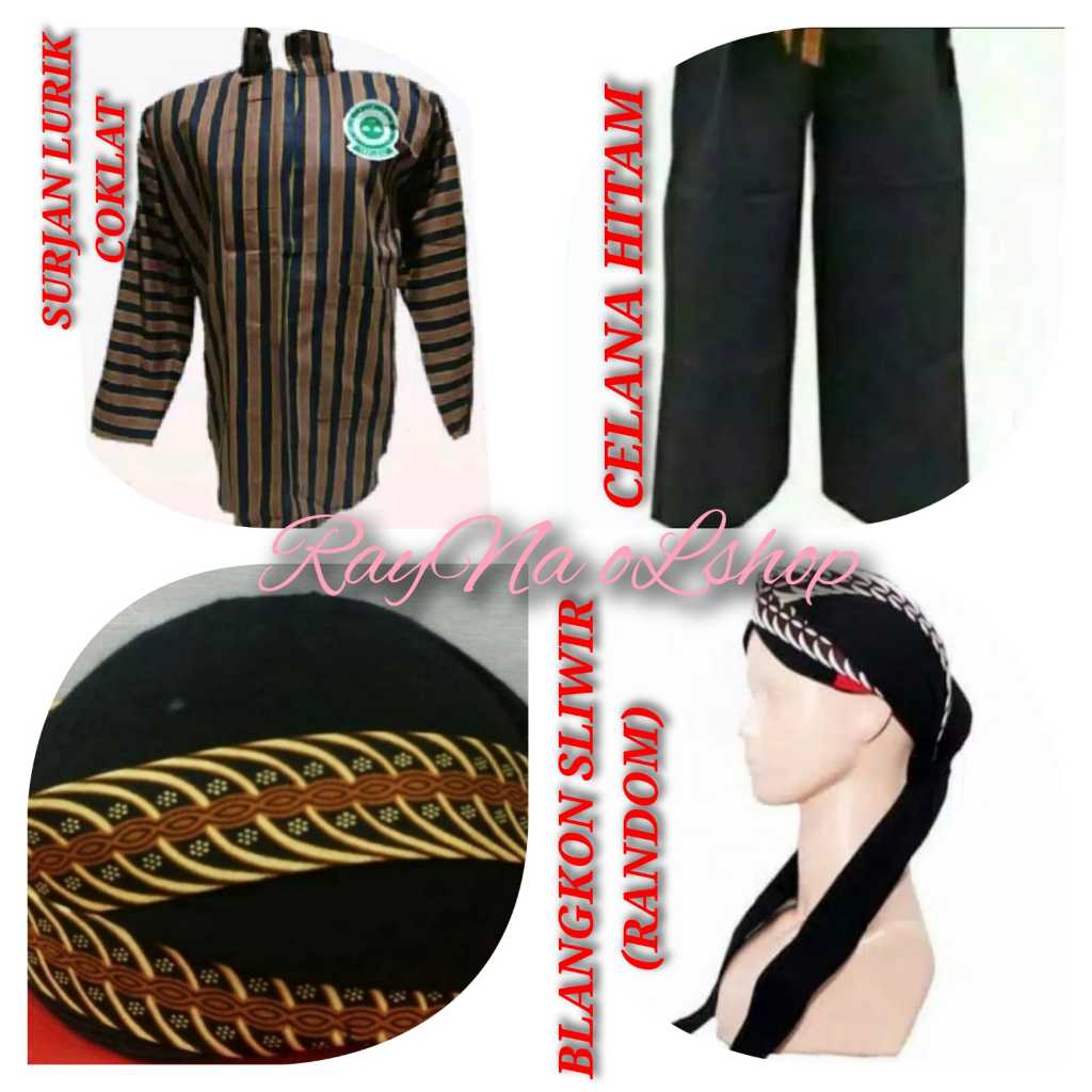 1 SET SETELAN BAJU SURJAN LURIK PRIA + BLANGKON SLIWIR + CELANA HITAM, PAKAIAN TENUN MODERN KLASIK K