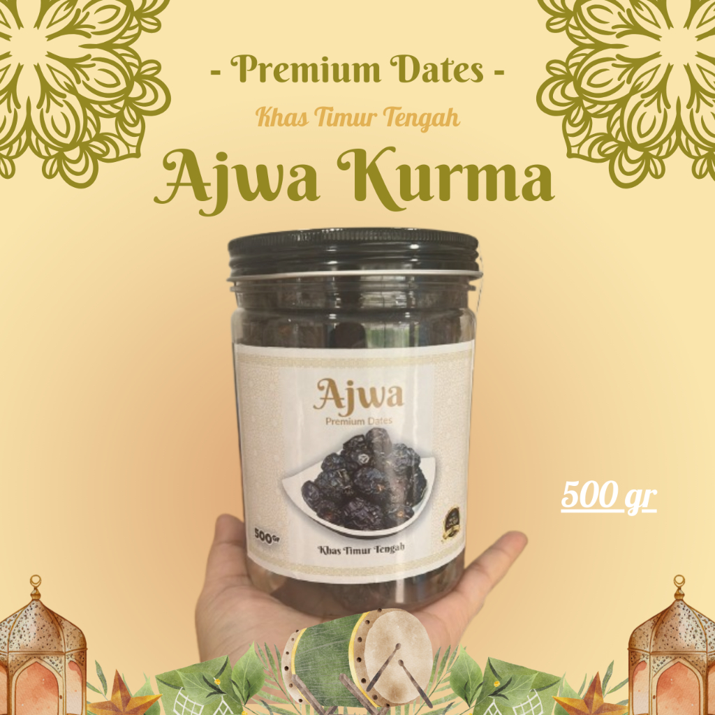 

Kurma ajwa 500 gr || Bertekstur lembut cita rasa yang manis dengan warna keunguannya Oleh Oleh Haji dan Umroh