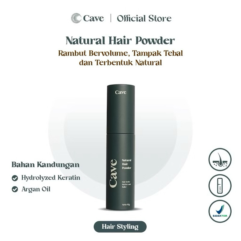 Cave Natural Hair Powder 10 Gr - Bedak Styling Rambut Pria Membuat Bervolume Tebal & Anti Lepek