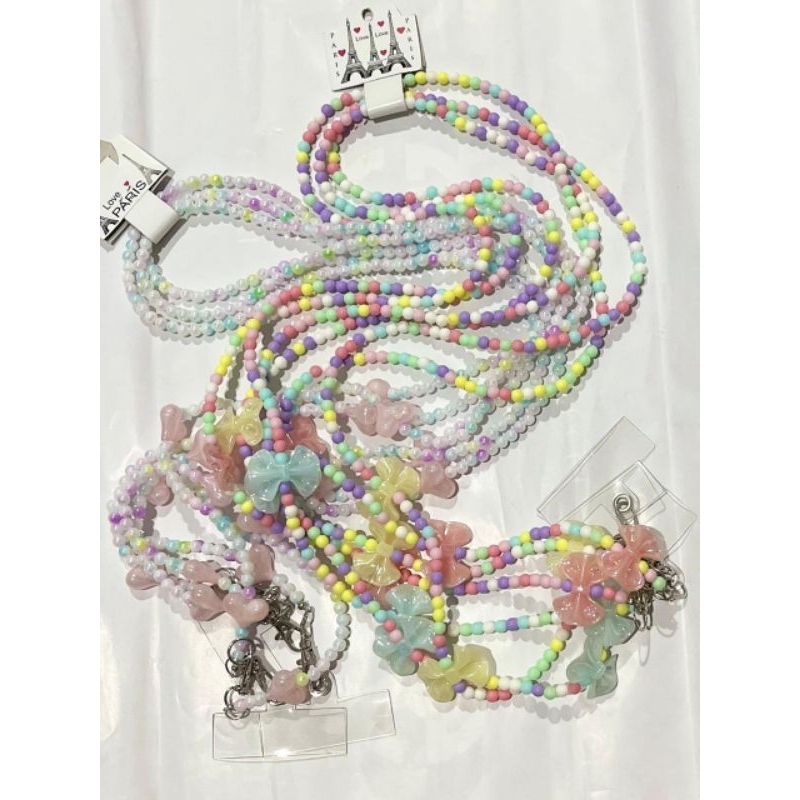 lanyard / tali / strap / gantungan hp / tas  panjang manik beads mutiara