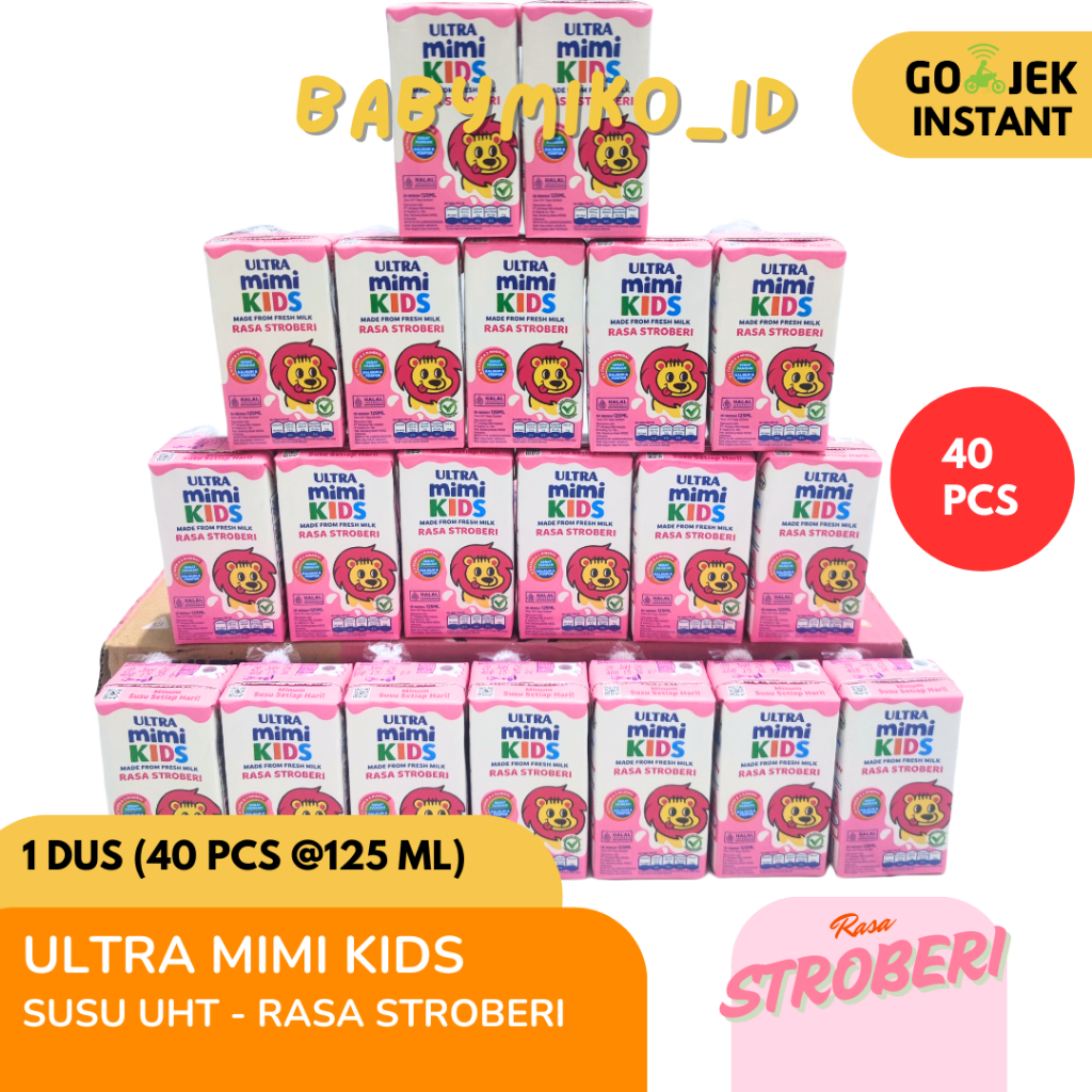 

[Harga Agen] Susu Ultra Mimi Rasa Stroberi | Ultramimi UHT Kids Strawberry 1 kardus isi 40 pcs@125ml