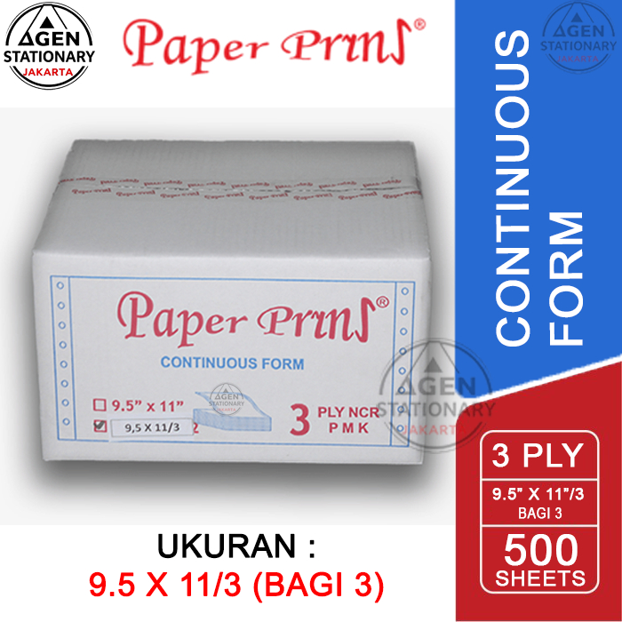 

KERTAS CONTINUOUS FORM PAPER PRINT 9.5 X 11 3 PLY BAGI 3 FAKTUR SURAT JALAN NCR RANGKAP 3