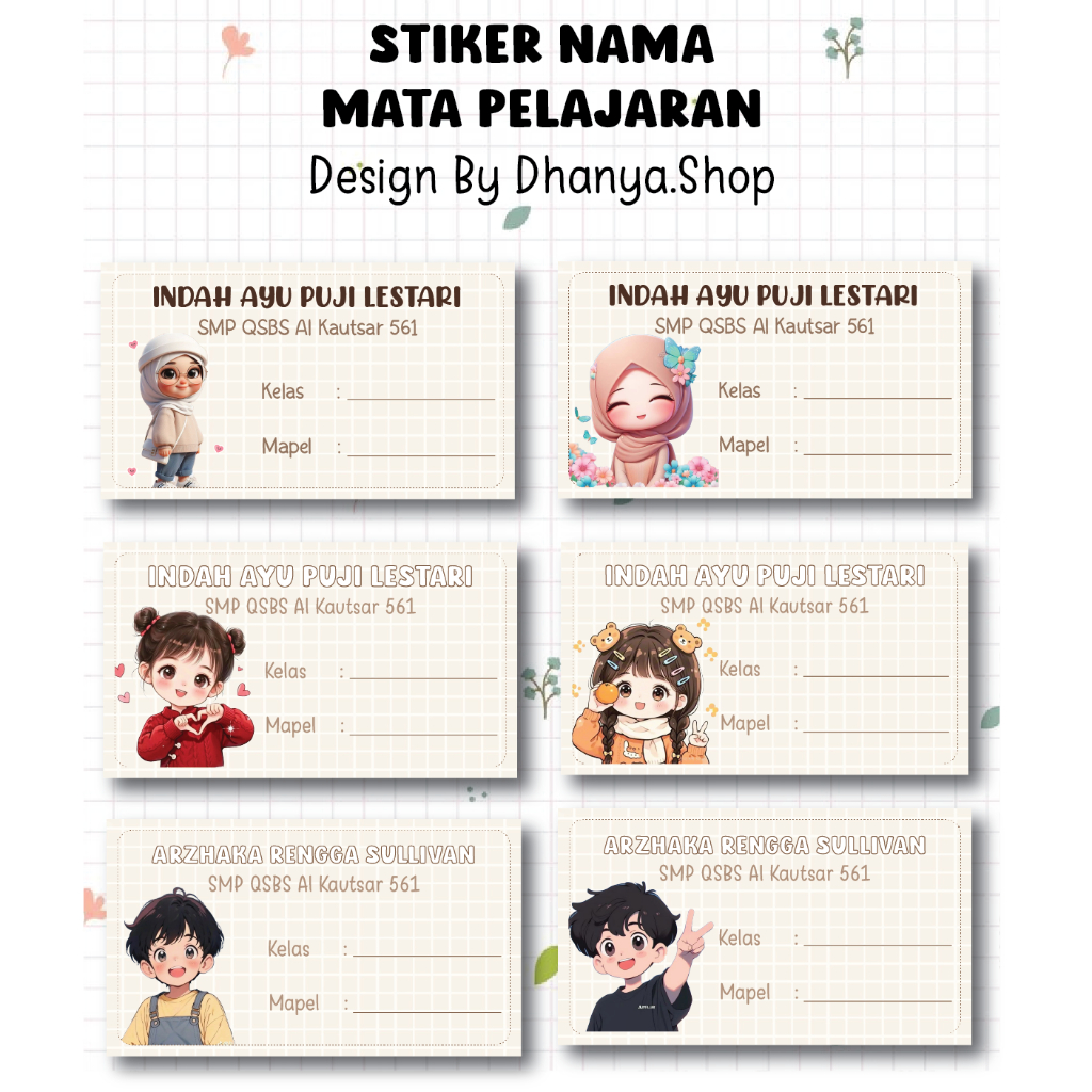 

Stiker Nama Custom Pelajaran / Stiker Nama Sekolah / Stiker Nama Buku / Sticker Name