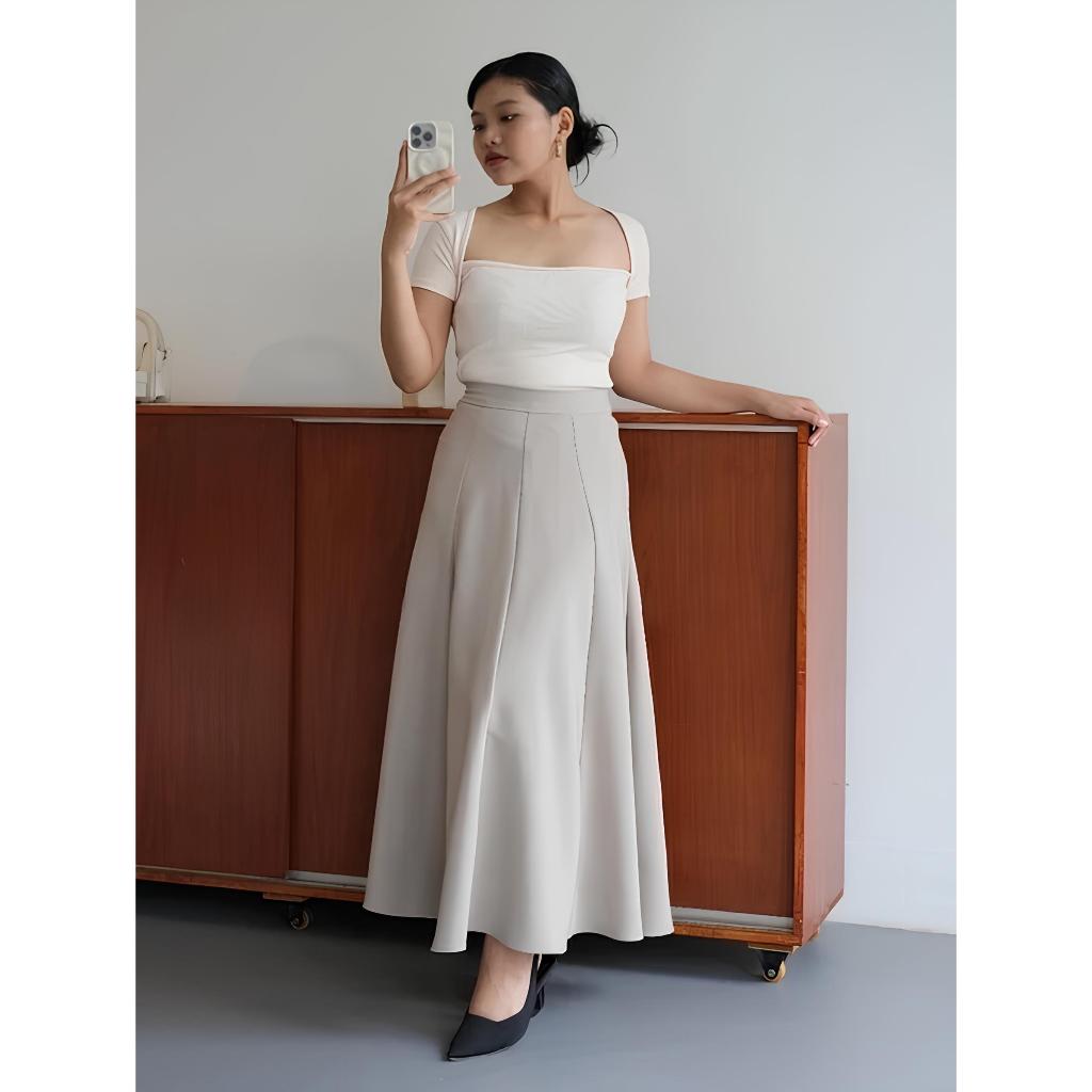 Audy Skirt - Korean Loose Maxi Skirt Rok Wanita Anti Kusut