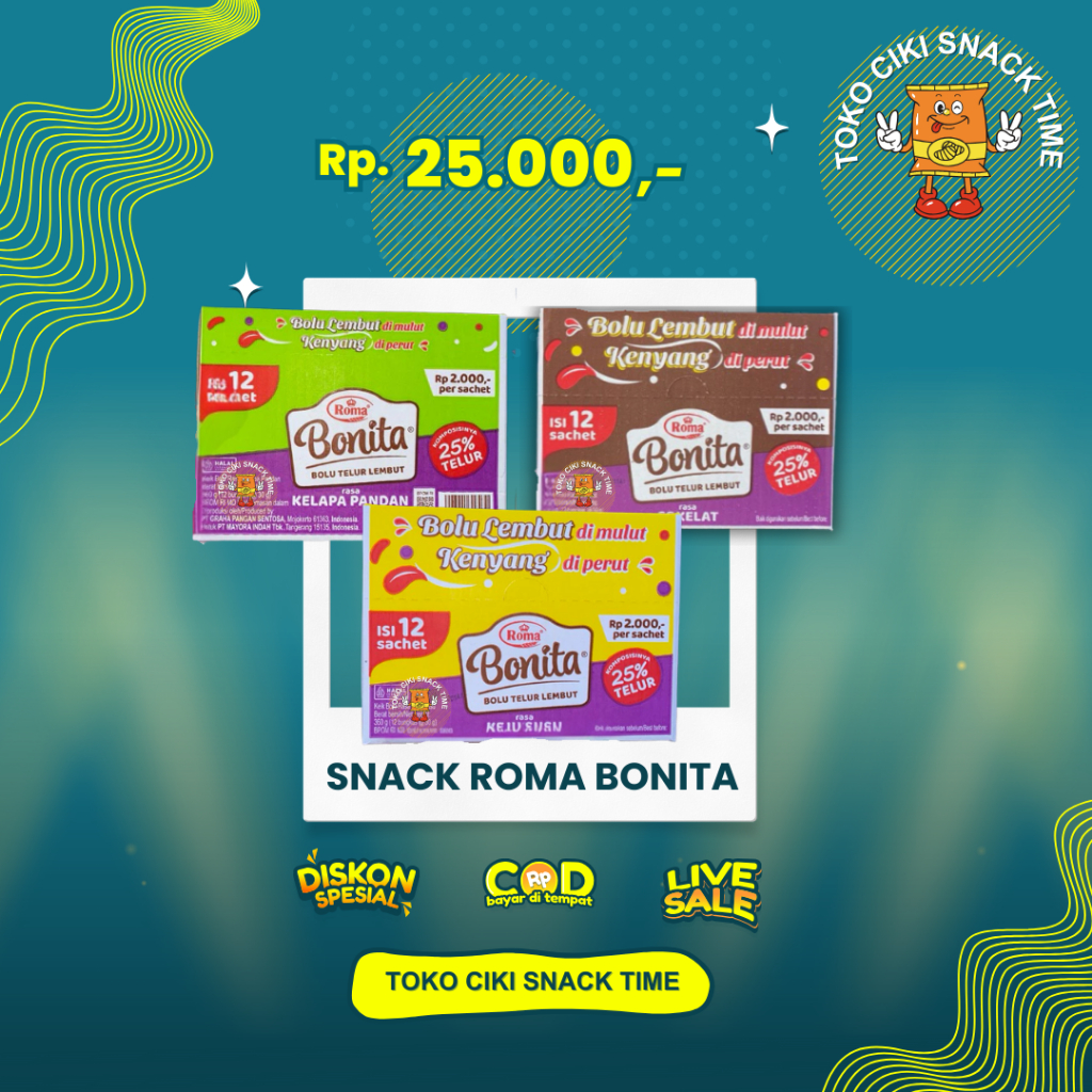 

Roma Bonita Bolu Telur Lembut 3 varian rasa (12pcs)