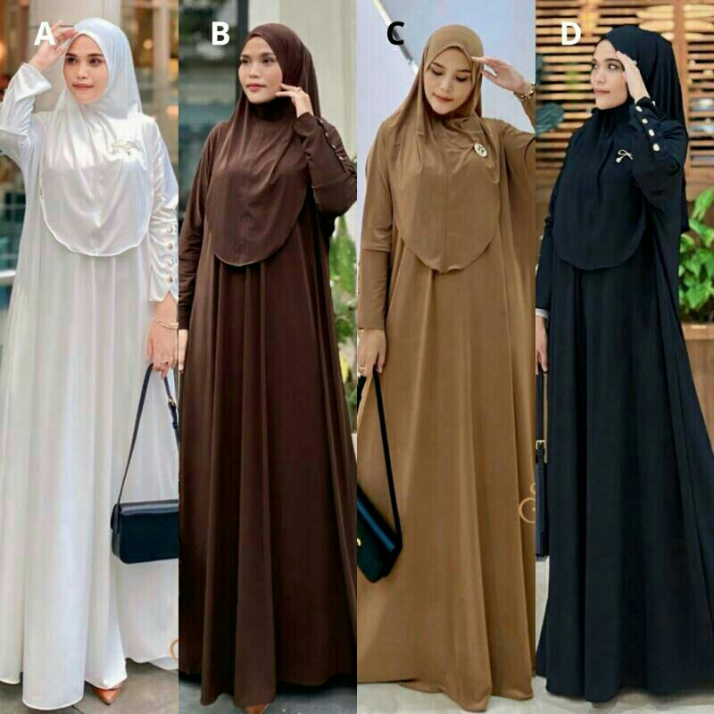 Saliha Set Gamis Kekinian Bahan Jersey Korea Premium