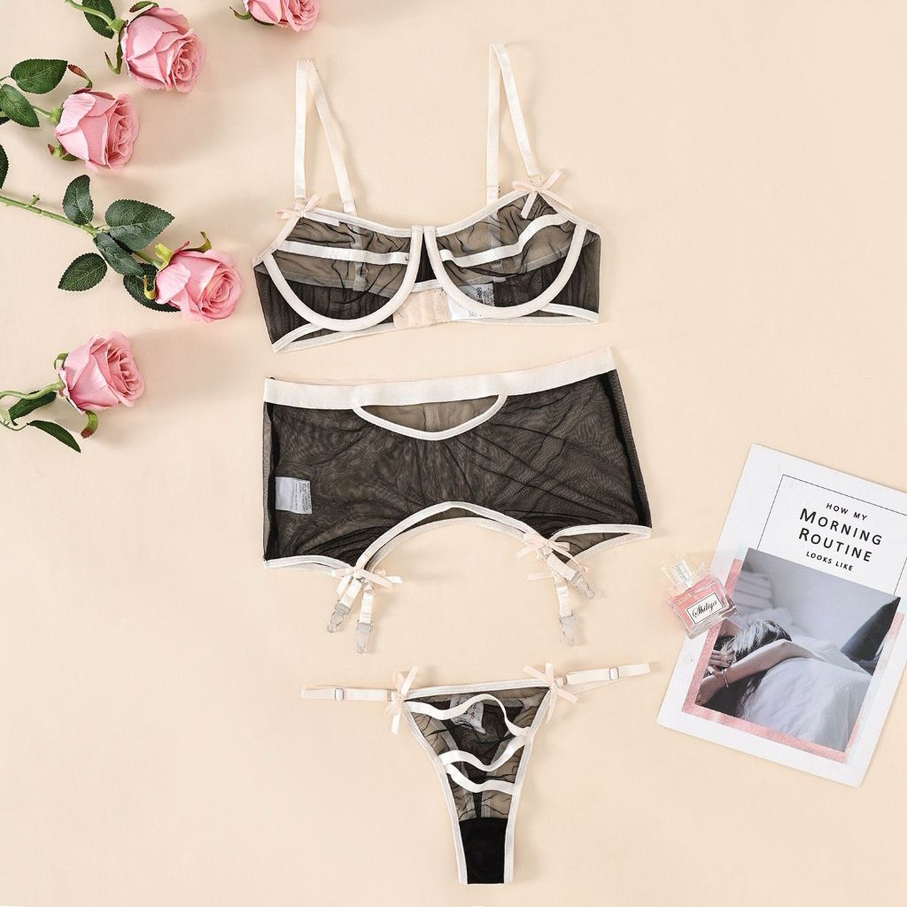 N7241 seksi lingerie bra set bra berkawat bikini bra transparan