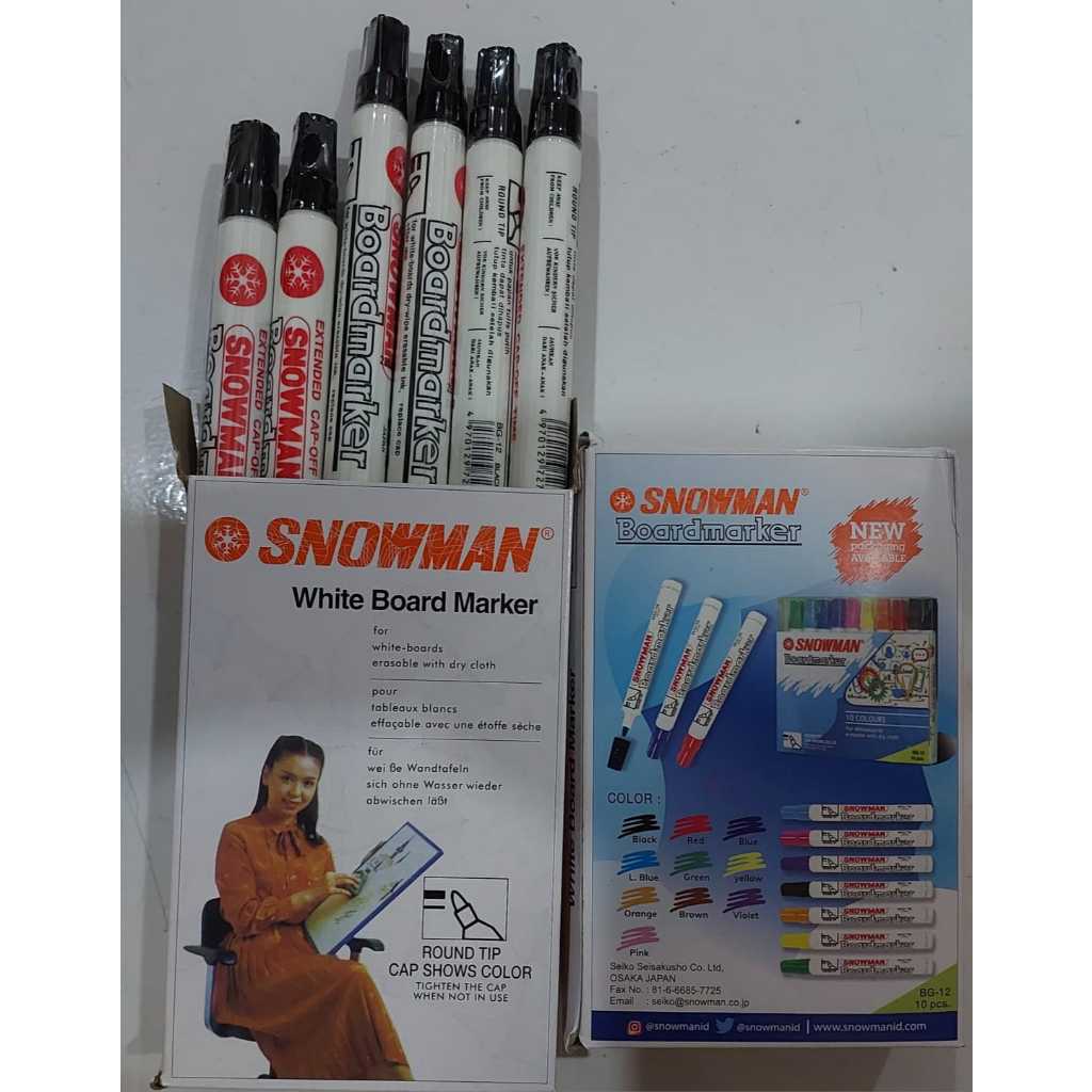

Spidol Snowman Boardmarker/Papan Tulis BG-12 perDUZ isi 60Lusin