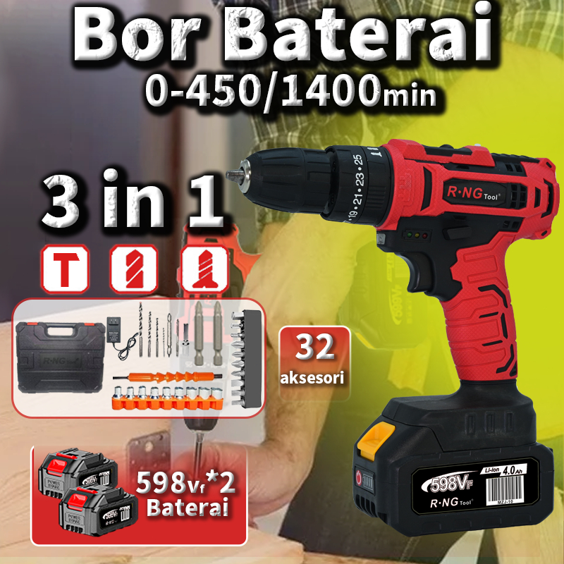 RNG bor cordless mesin bor bor listrik bor tanpa kabel Battery impact drill Cordless Electric Drill 