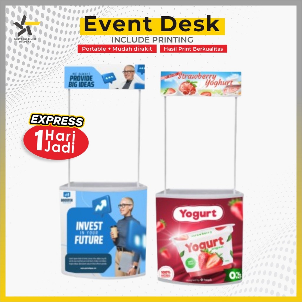 EVENT DESK + PRINTING | event desk portable, meja promosi lipat, promotion table