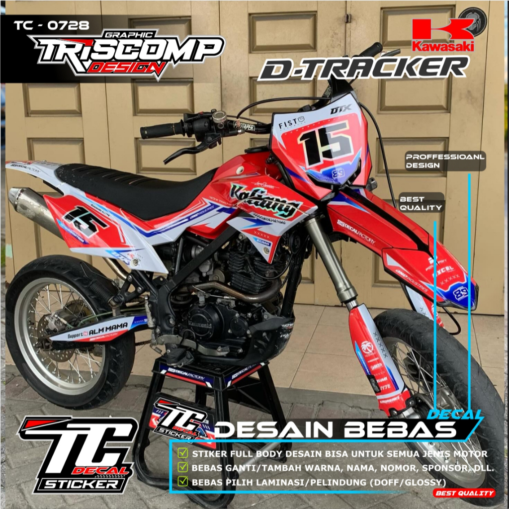 Bisa reques Stiker Decal dtracker 150 new motif merah terbaru kombinasi hologram timbul - Sticker st