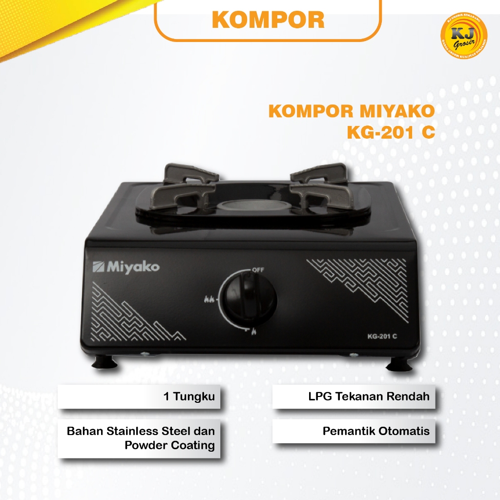 Miyako Kompor Gas 1 Tungku KG 201 C KG201 C KG-201 Garansi - REKOMENDASI KOMPOR TERMURAH