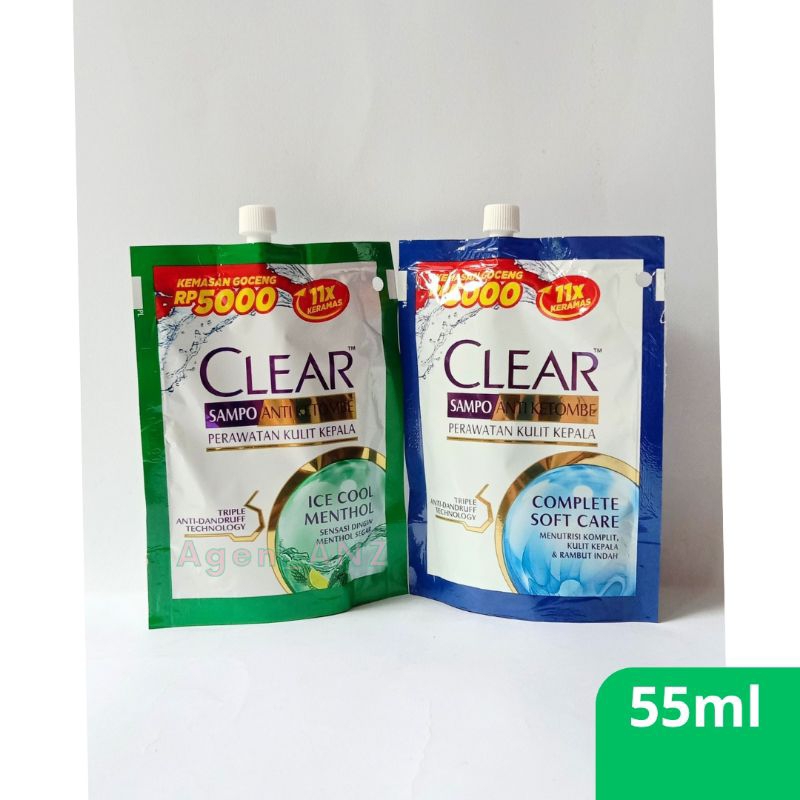 shampoo clear 55ml sampo clear ice cool menthol 55ml sampo clear complete soft care 55ml