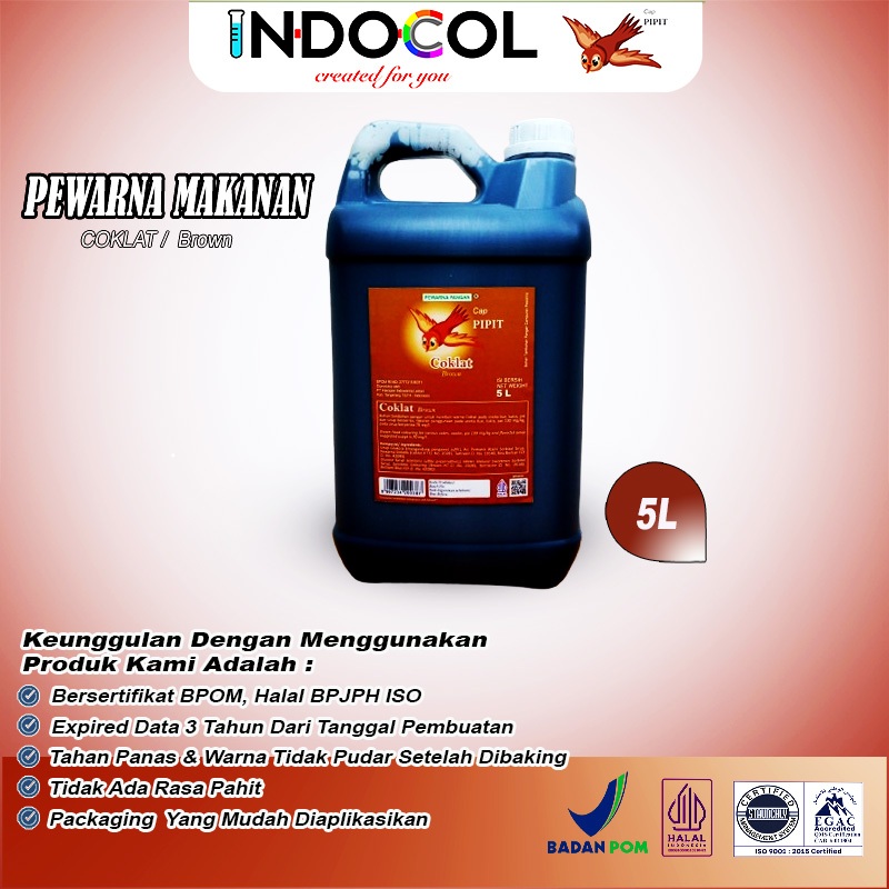 

PEWARNA CAIR MAKANAN COKLAT CAP PIPIT (5 LITER)
