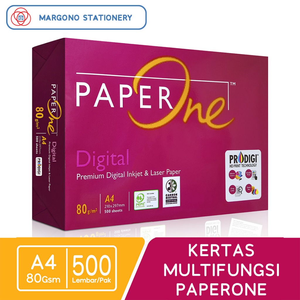 

PaperOne Digital Carbon Neutral Kertas HVS A4 80 gsm - 500 Lembar Kertas Fotokopi
