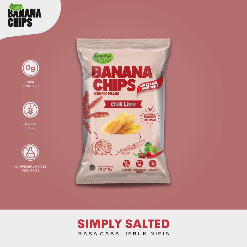 

Keripik Pisang Pedas Asam Everything Banana Chips | Banana Chips Chilli Lime | Snack Sehat Gurih