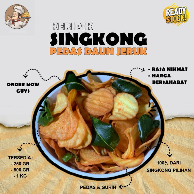 

KERIPIK SINGKONG PEDAS DAUN JERUK 500 GRAM / CERIPING SINGKONG DAUN JERUK 500 GRAM